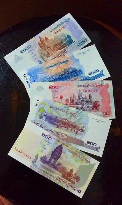 Местная камбоджийская валюта - риели. Используются
