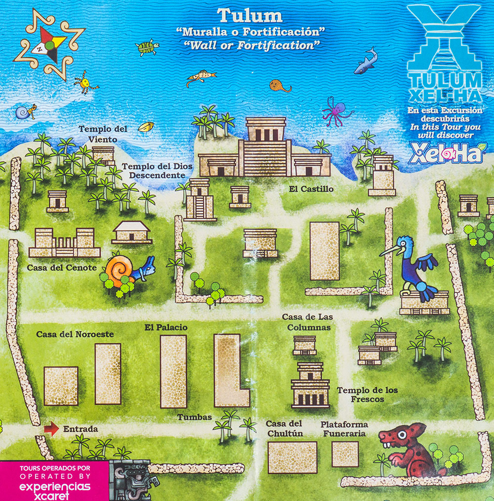 Юкатан, схема руин в Тулуме