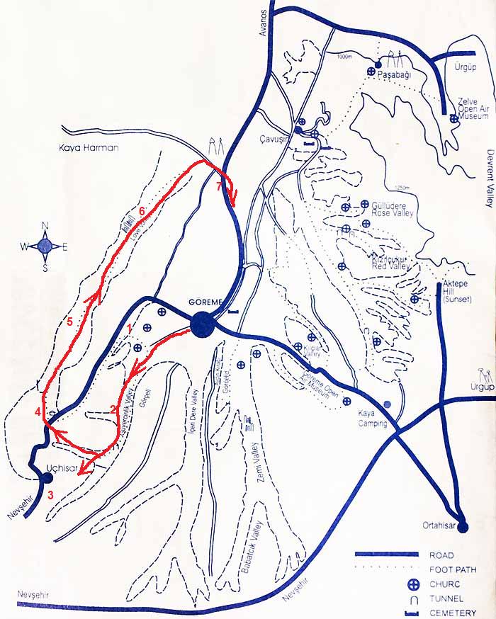 Схема маршрута по Голубиной долине и Долине Любви