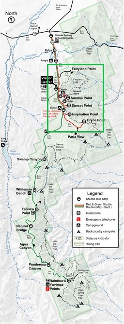 Схема национального парка Брайс-Каньон