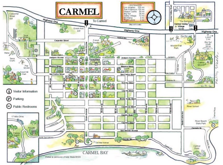 Схема города Кармел, штат Калифорния, США