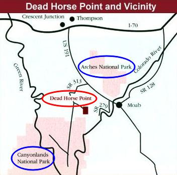 Расположение парка Мертвой Лошади на карте, США.