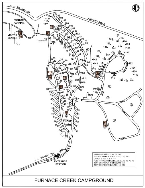 Схема кемпинга Furnace Creek Campground
