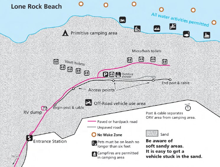 Схема кемпинга Lone Rock Beach Campground
