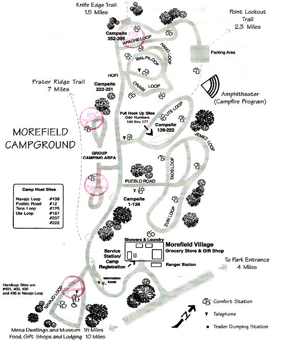 Схема кемпинга Morefield Campground
