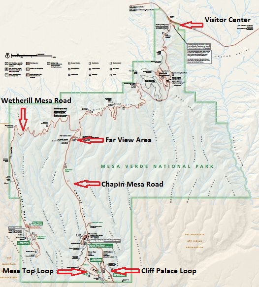 Схема парка Меса-Верде