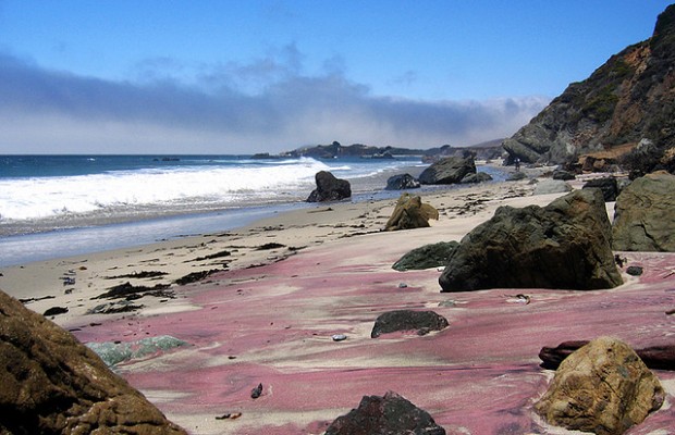 Фиолетовый пляж Pfeiffer Beach, Калифорния, США.
