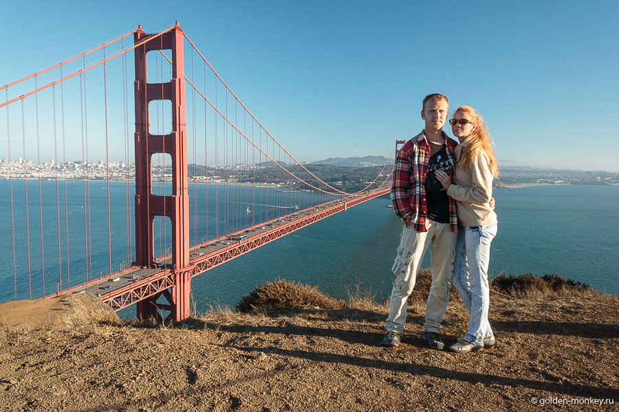 Шеболдасик и Андрюсикс на Golden Gate Bridge, Сан-Франциско.