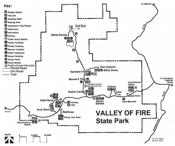 Схема парка Долина Огня
