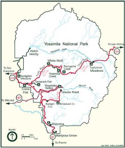 Схема парка Йосемити
