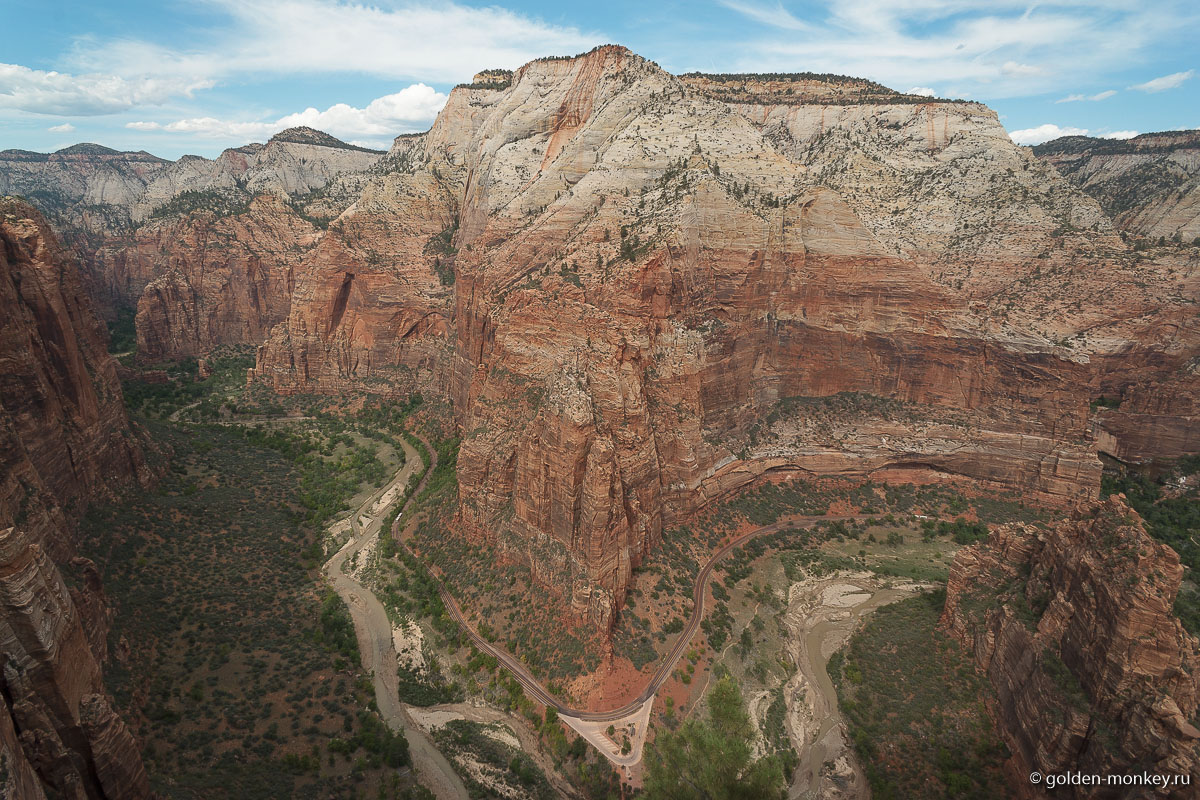 Вид на каньон со смотровой площадки в конце трейла «Приют Ангелов» (Angels Landing).